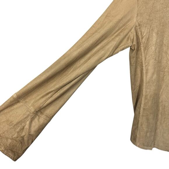 Laura Leigh Limited Camel Western Faux Suede Long Sleeve Button Up Shirt Size XL - Picture 7 of 10